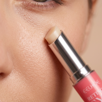 Verlune retinol eye stick applied under eye, close-up